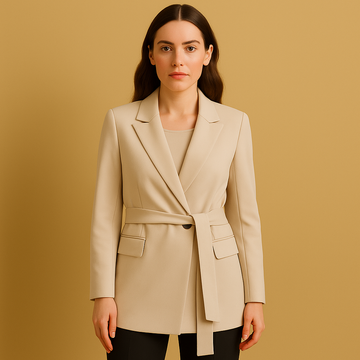 Slim Fit Damenblazer mit Gürtel Zeitlos Chic