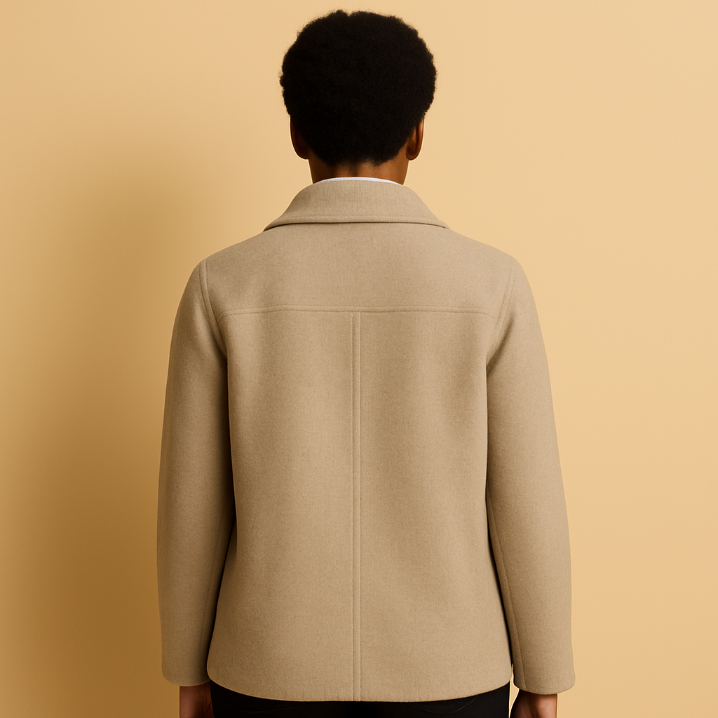 Kurzer Wollmantel Damen 100% Wolle mit Polokragen Lockerer Schnitt